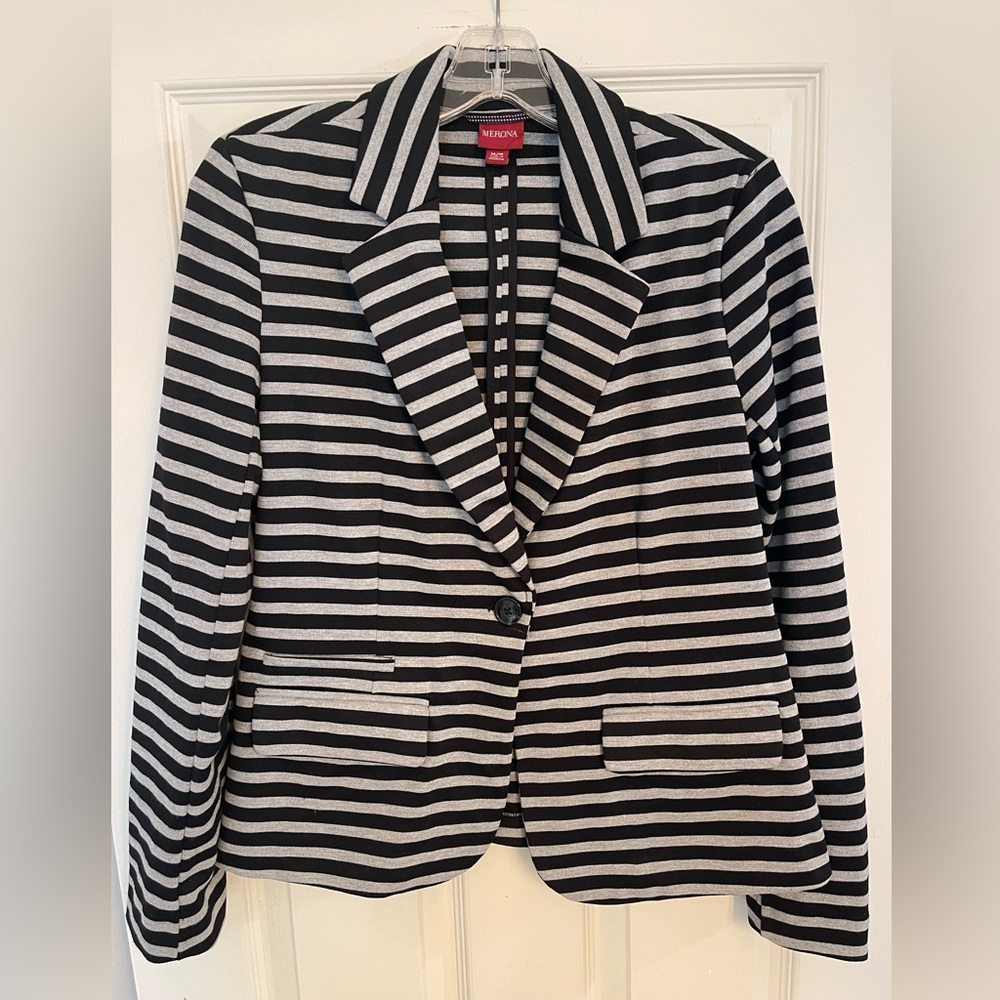 Merona Classic Black and Gray Striped Jacket